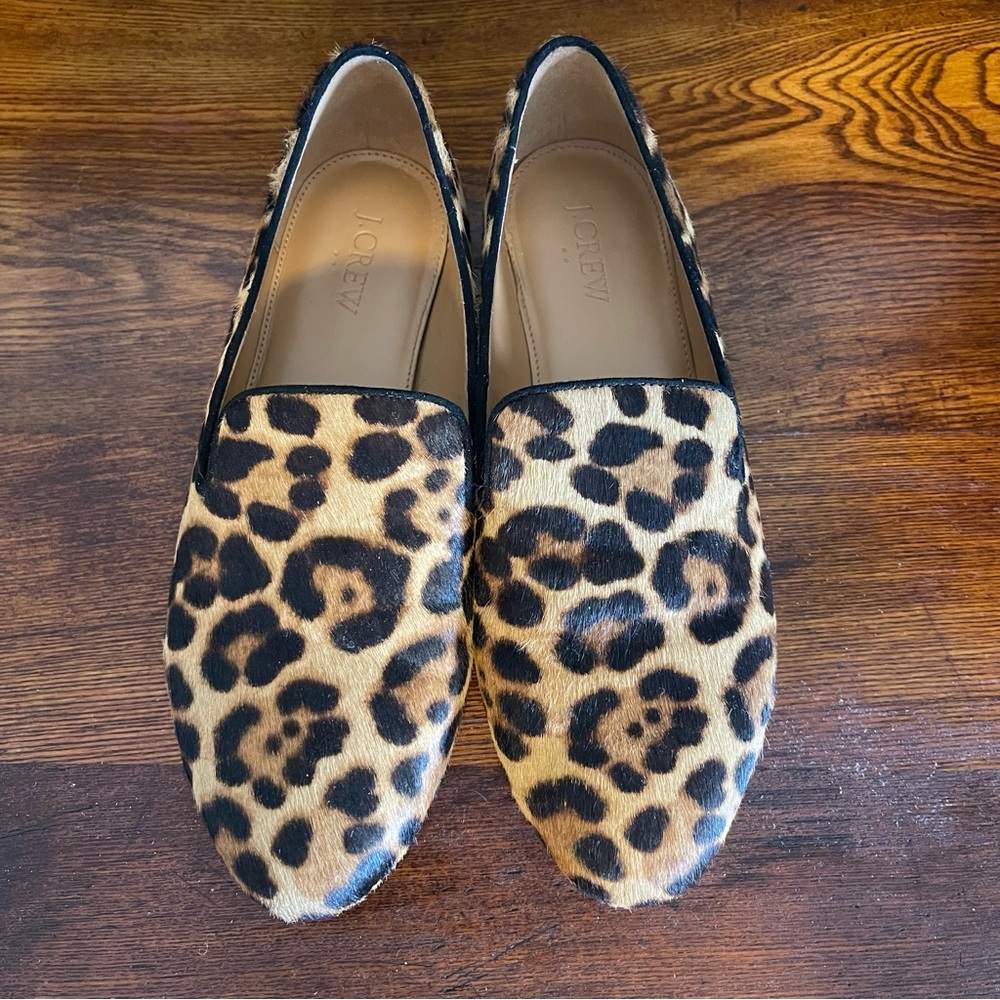 J. Crew Factory Leopard Print Calf Hair Loafers - Size 8